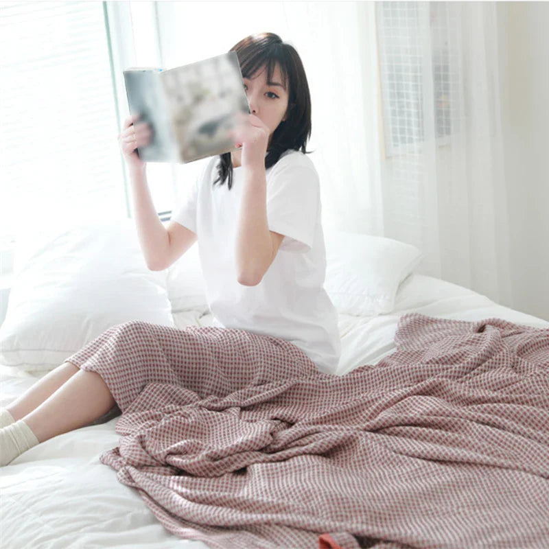 Cotton Bamboo Fiber Blanket Lunch Break Blanket Summer Cooling Sofa Bed Air Condition Blankets For Kids Adults Bedding Coverlet