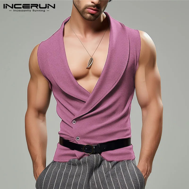 INCERUN Men's Solid Casual Waistcoats – Stylish Streetwear Sleeveless Vests (S-5XL) - Premium vest from Lizard Vigilante - Just $47.88! Shop now at Lizard Vigilante