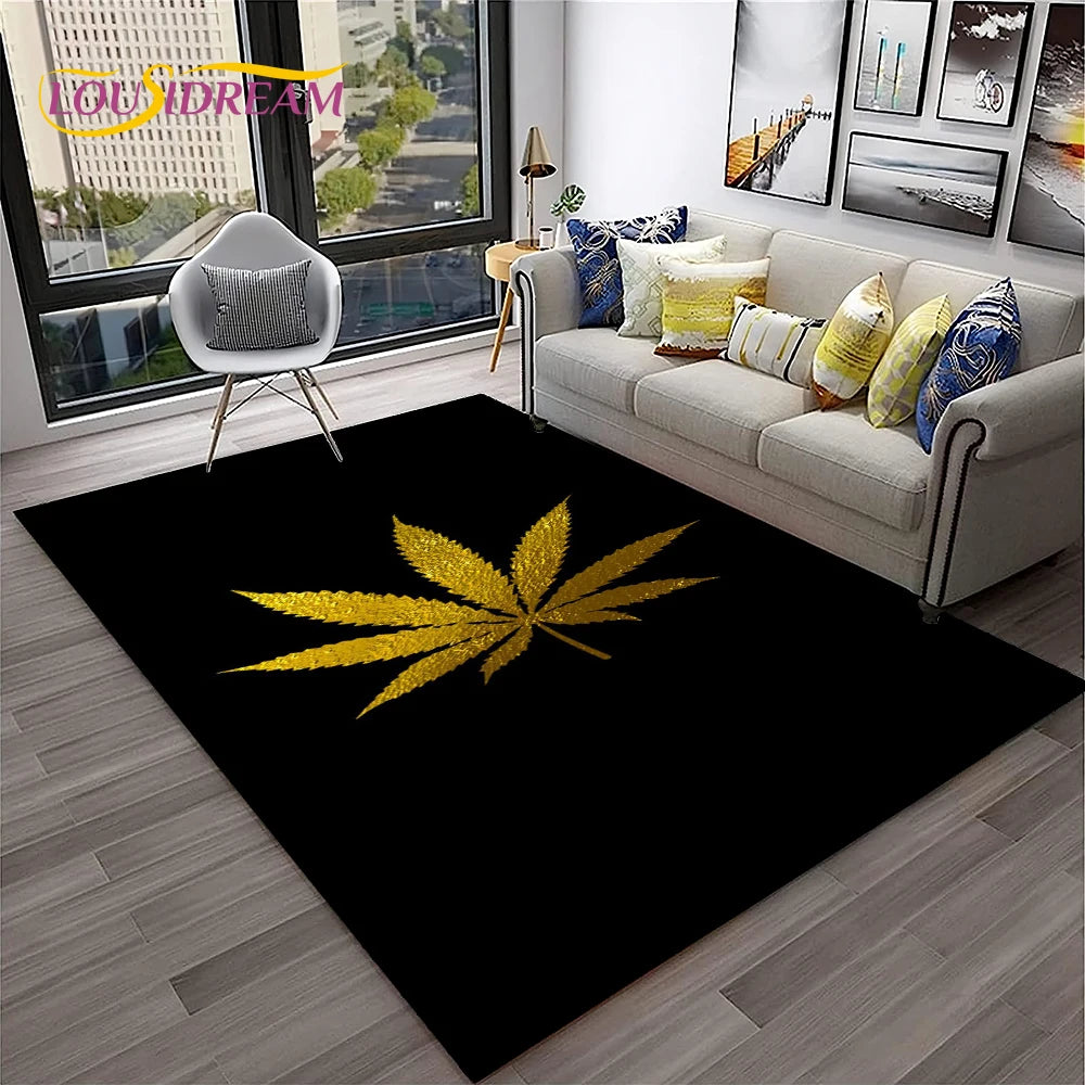 High Voltage Maple Leaf Lounge Rug – 3D Printed Non-Slip Weed Art Carpet For Living Rooms, Studios And Late-Night Plots