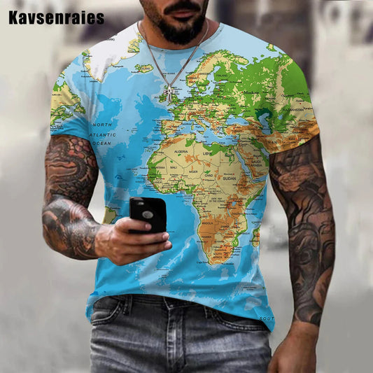 High Quality World Map Printed 3D T-shirt Men Women Summer Fashion Casual Short Sleeve High Street O-Neck Streetwear Tops - Premium T-Shirt from Lizard Vigilante - Just $22.99! Shop now at Lizard Vigilante