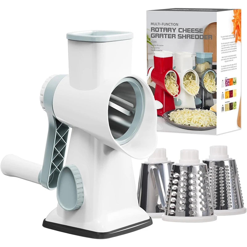 3-in-1 Rotary Cheese Grater - Versatile Manual Vegetable Slicer, Nut Grinder, and Cheese Shredder for Effortless Kitchen Prep - Premium grater from Lizard Vigilante - Just $38.88! Shop now at Lizard Vigilante