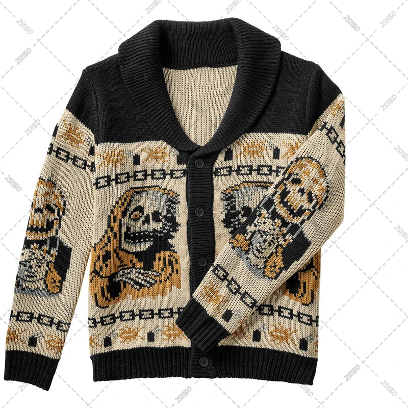 Y2K Harajuku Gothic Ghost Sweater – Fall/Winter Portrait Print Fashion Sweater for Men and Women - Premium sweater from Lizard Vigilante - Just $43.88! Shop now at Lizard Vigilante