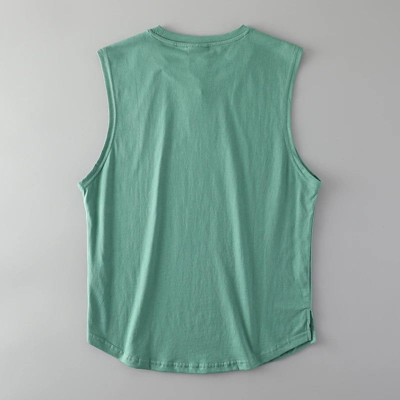 2025 Summer American Retro Sleeveless O-Neck Letter Print T-Shirt – 100% Cotton Men’s Basketball Sports Casual Vest - Premium tee from dsers - Just $30.99! Shop now at Lizard Vigilante