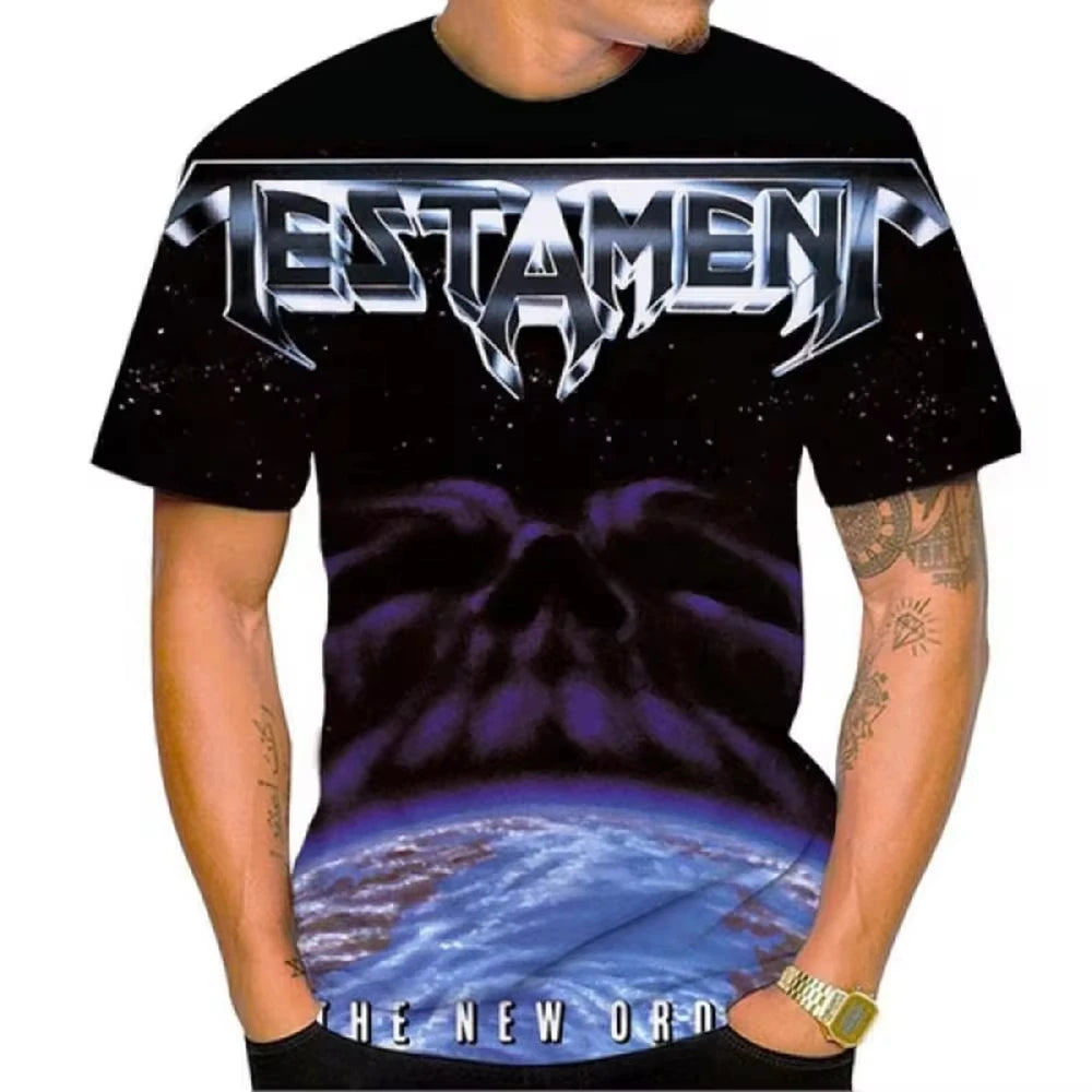 Testament T Shirt 3d Printed Men's Heavy Metal Band Fashion Oversized Streetwear Casual Harajuku Short Sleeve Unisex Clothing - Premium T-Shirt from Lizard Vigilante - Just $23.99! Shop now at Lizard Vigilante