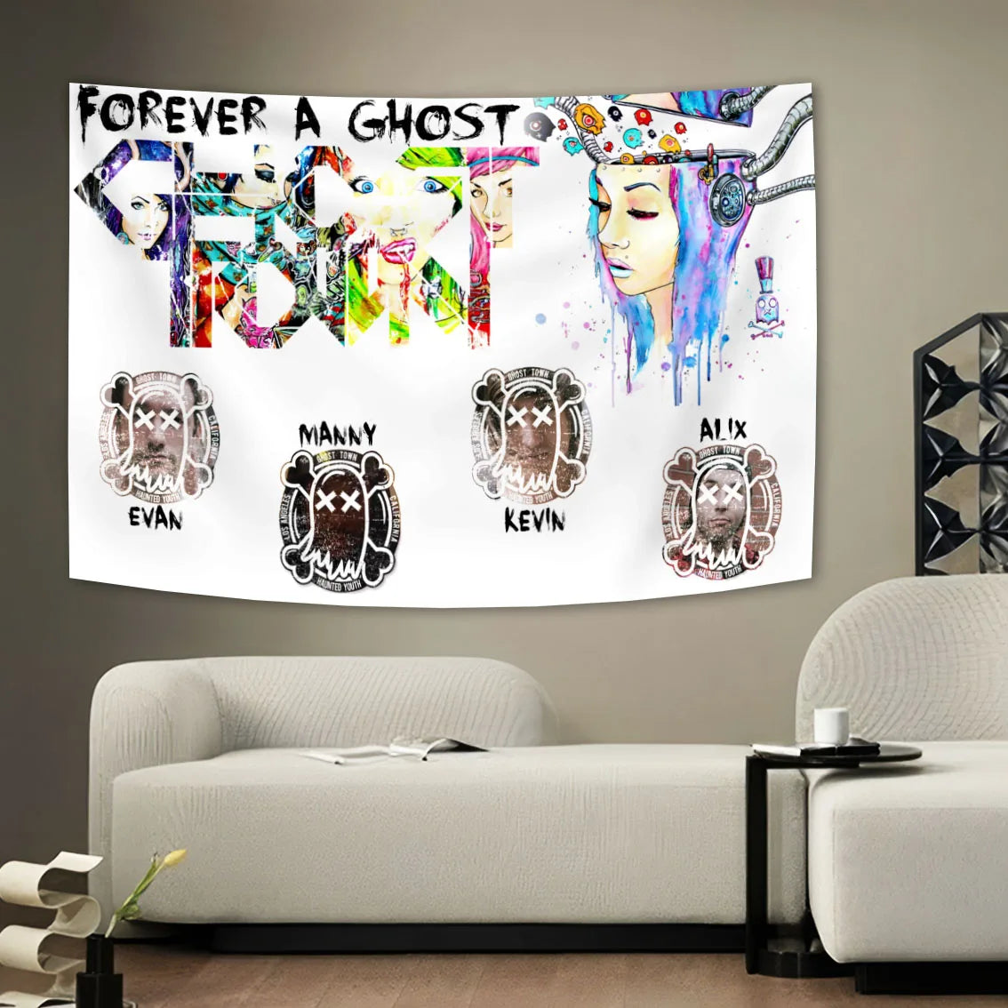 Ghost Tapestry - Underground Metal Pop Singer Rock Banner Flags, 100% Polyester Wall Hanging - Premium tapestry from Lizard Vigilante - Just $11.99! Shop now at Lizard Vigilante