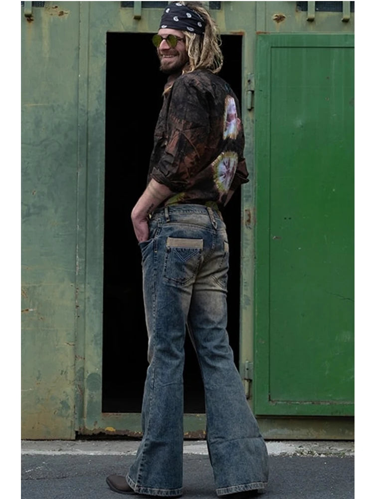 Men's Jeans Flare Pants Rock Fashion Everyday Wear Jean Summer Fashion Men Quality Jeans S-3XL - Premium pants from Lizard Vigilante - Just $28.59! Shop now at Lizard Vigilante