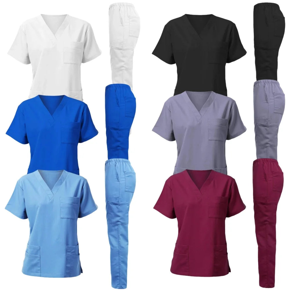 MERTRAW Scrub Uniform Set | Casual Style Medical & Beauty Salon Workwear | Short Sleeve Nurse & Medical Blouses - Premium scrubs from Lizard Vigilante - Just $33.88! Shop now at Lizard Vigilante