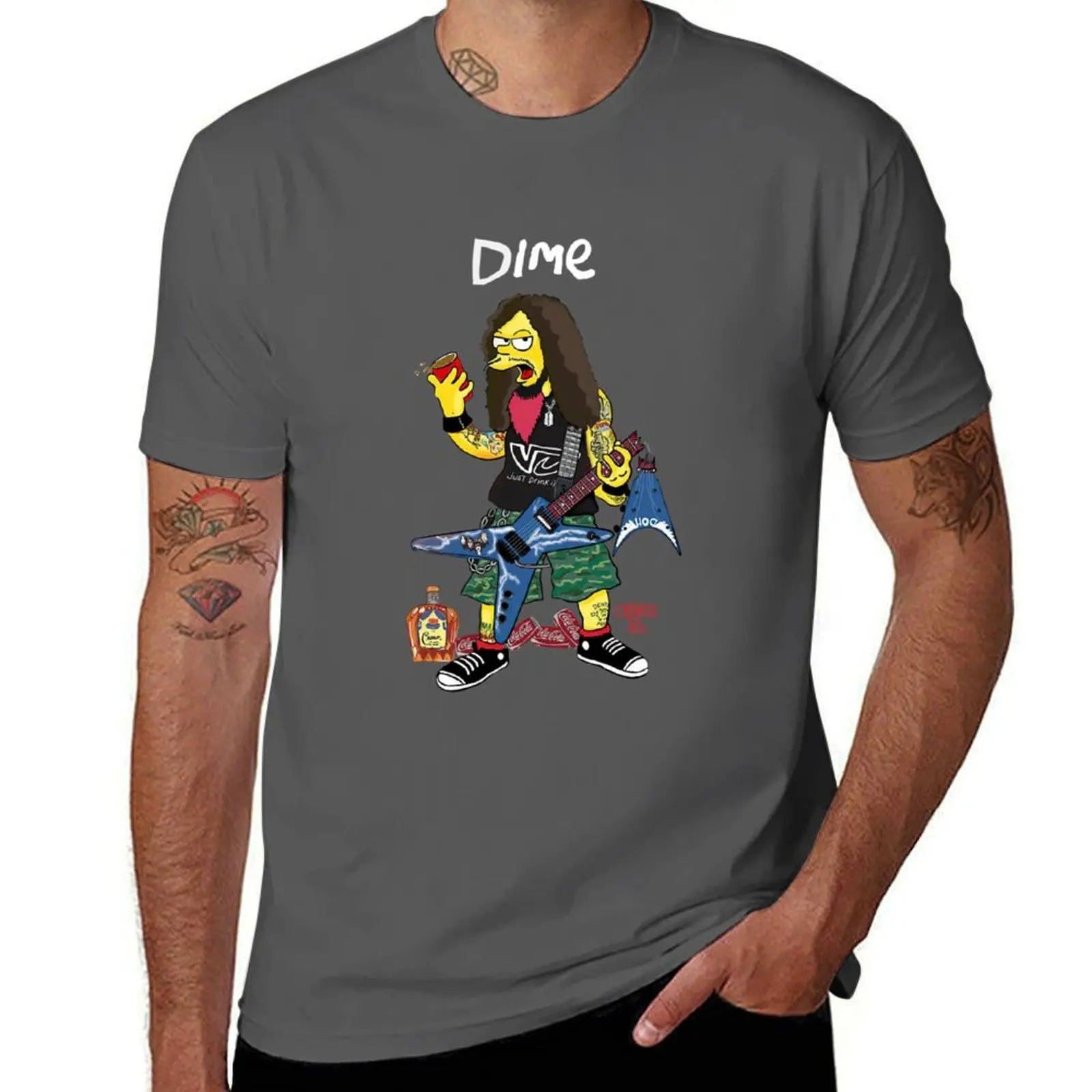 Dimebag Darrell Art -Classic T-Shirt Summer Tops Oversizeds Men's Graphic TShirts - Lizard Vigilante