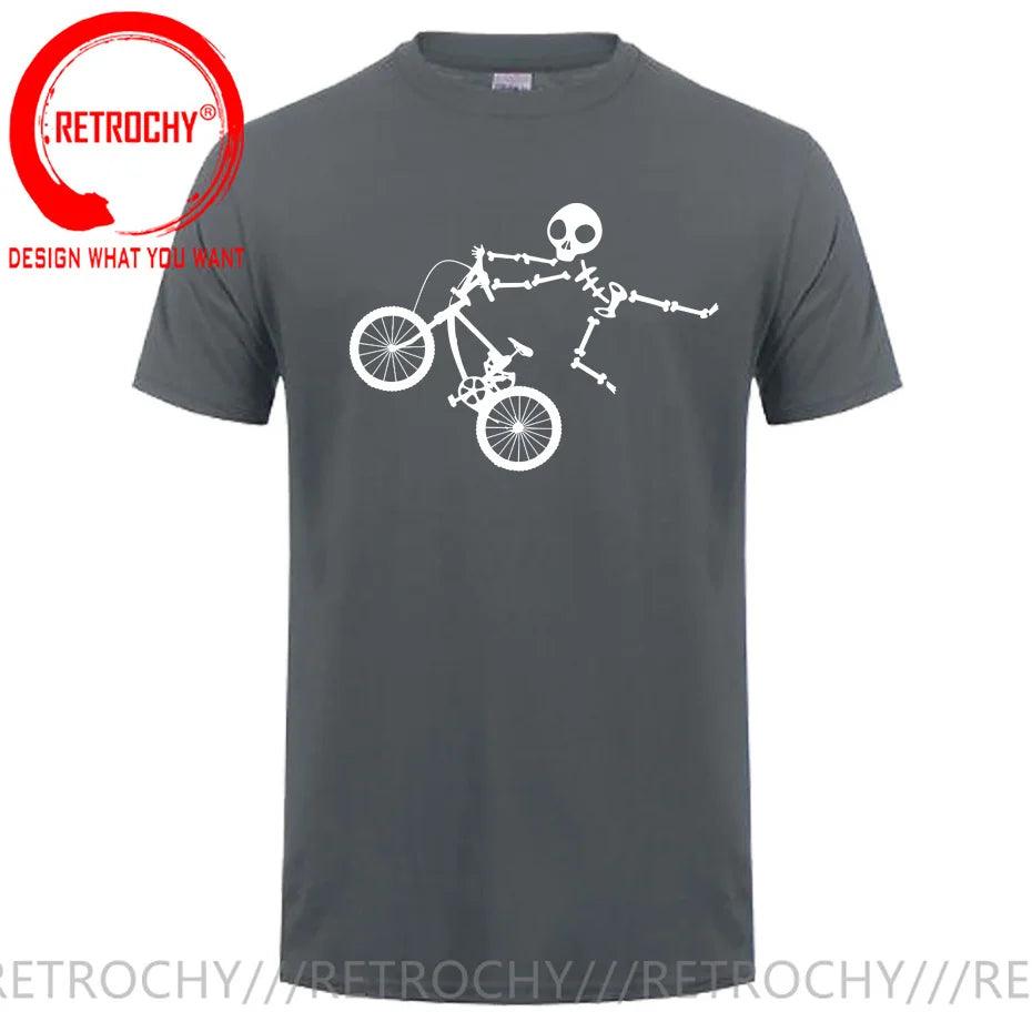 Skeleton Alien BMX Cycle Bike T-Shirt Custom Short Sleeve MTB Skull Biker TShirt Funny Fall O Neck Cotton T Shirt for Men - Lizard Vigilante