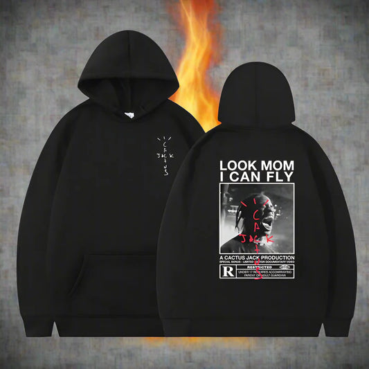 Travis Scott Cactus Jack Hoodie - 'Look Mom, I Can Fly' Y2K Sweatshirt for Men & Women | Fleece Casual Streetwear Hoodie - Premium hoodie from Lizard Vigilante - Just $49.99! Shop now at Lizard Vigilante