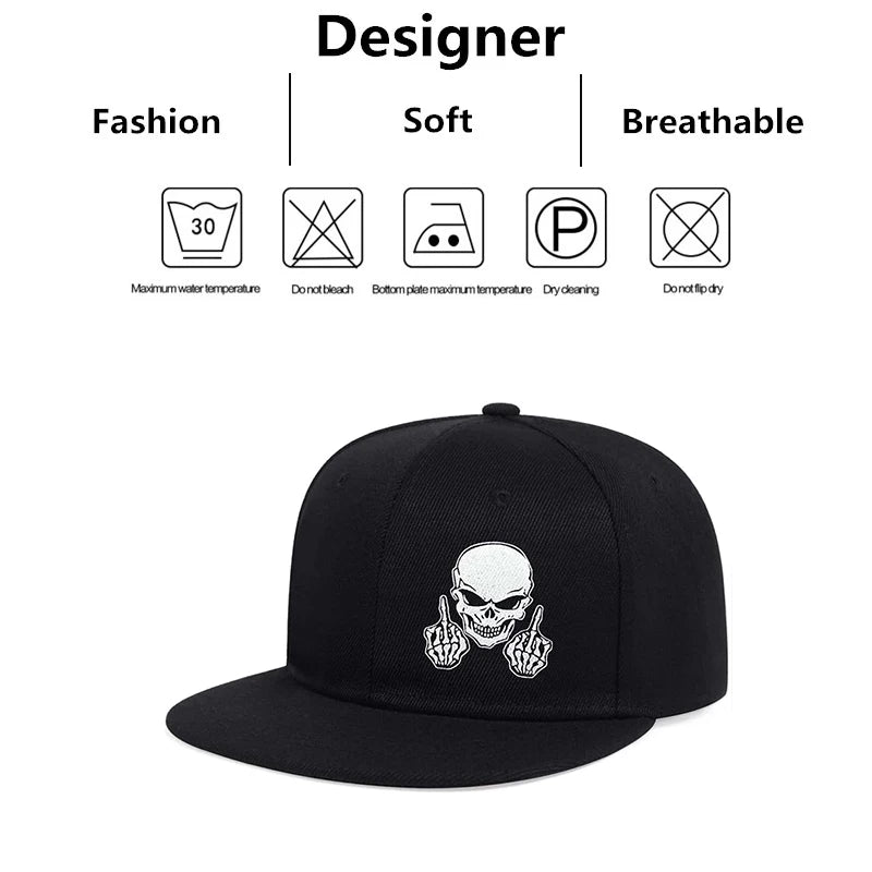 Unisex Skeleton Finger Embroidery Hip-Hop Baseball Cap – Adjustable Outdoor Casual Sunscreen Hat for Men & Women - Premium Baseball cap from Lizard Vigilante - Just $22.88! Shop now at Lizard Vigilante