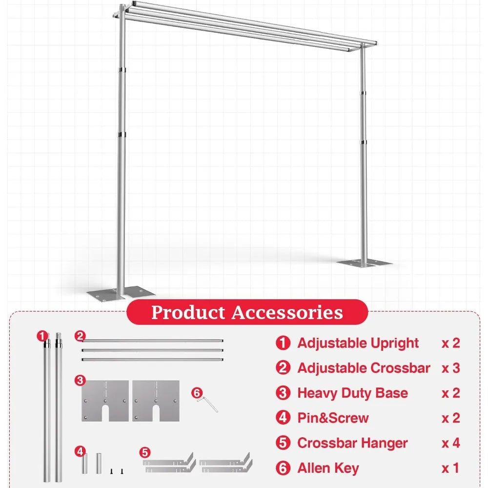 Backdrop Stand Heavy Duty 10x10Ft Three Crossbar Pipe and Drape Backdrop Stand Kit, Adjustable Metal Frame for Backdrop - Premium backdrop from Lizard Vigilante - Just $388.88! Shop now at Lizard Vigilante