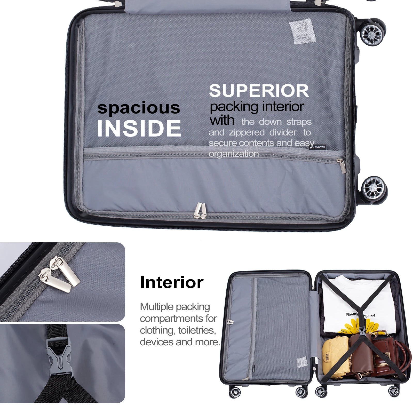 Travelhouse Hardshell Suitcase PP Luggage Sets Lightweight Durable Suitcase with TSA Lock,3-Piece Set (20/24/28) - Premium  from Lizard Vigilante - Just $180.99! Shop now at Lizard Vigilante