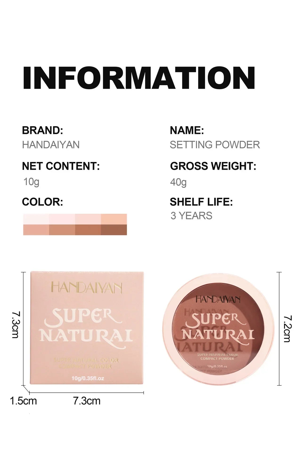 8 Colors Matte Face Pressed Powder 24 Hours Oil Control Natural Foundation Brightening Full Coverage Setting Powder Face Makeup