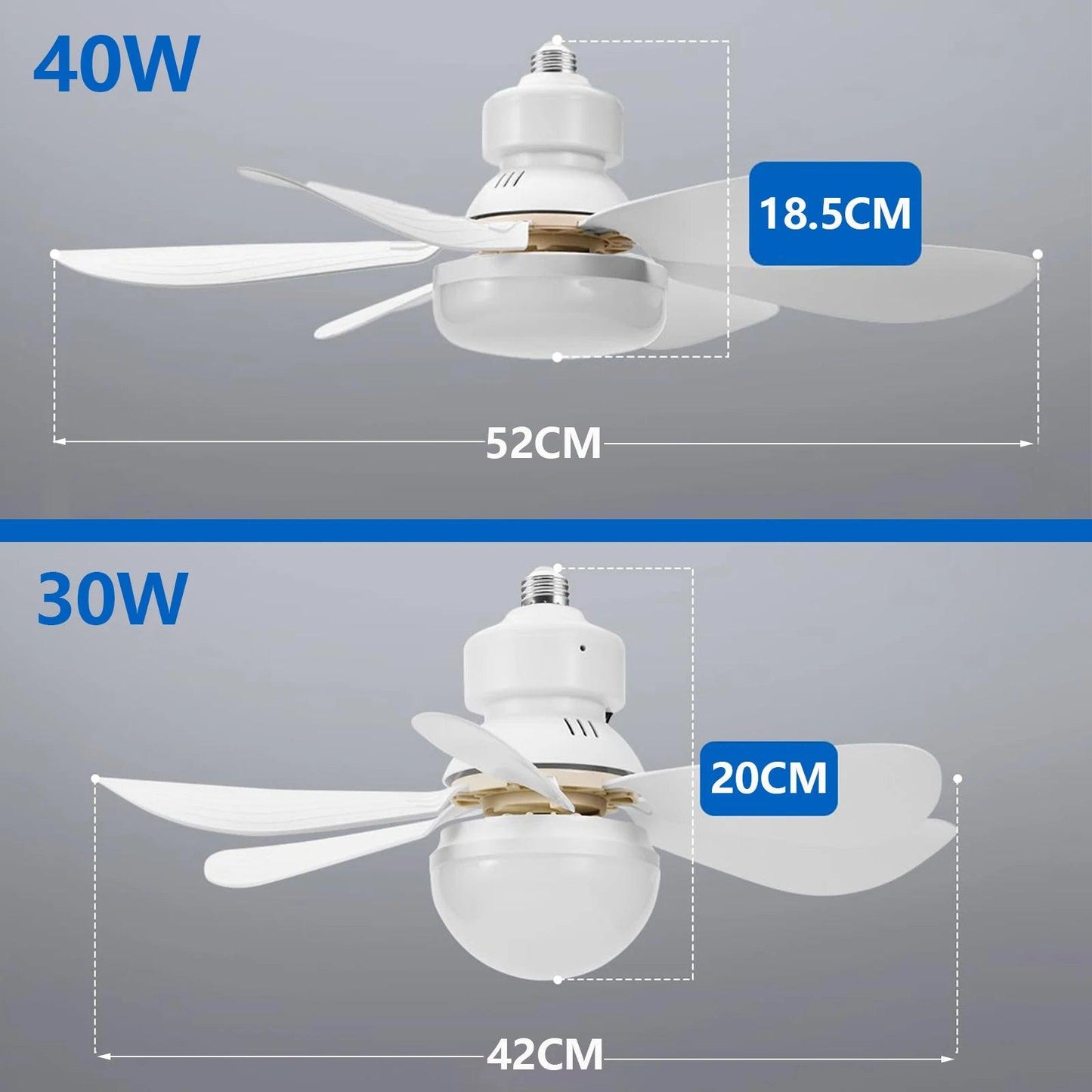 LED 40W Ceiling Fan Light E27 with Remote Control for Dimming, Suitable for Living Room, Study, Household Use, 85-265V - Lizard Vigilante