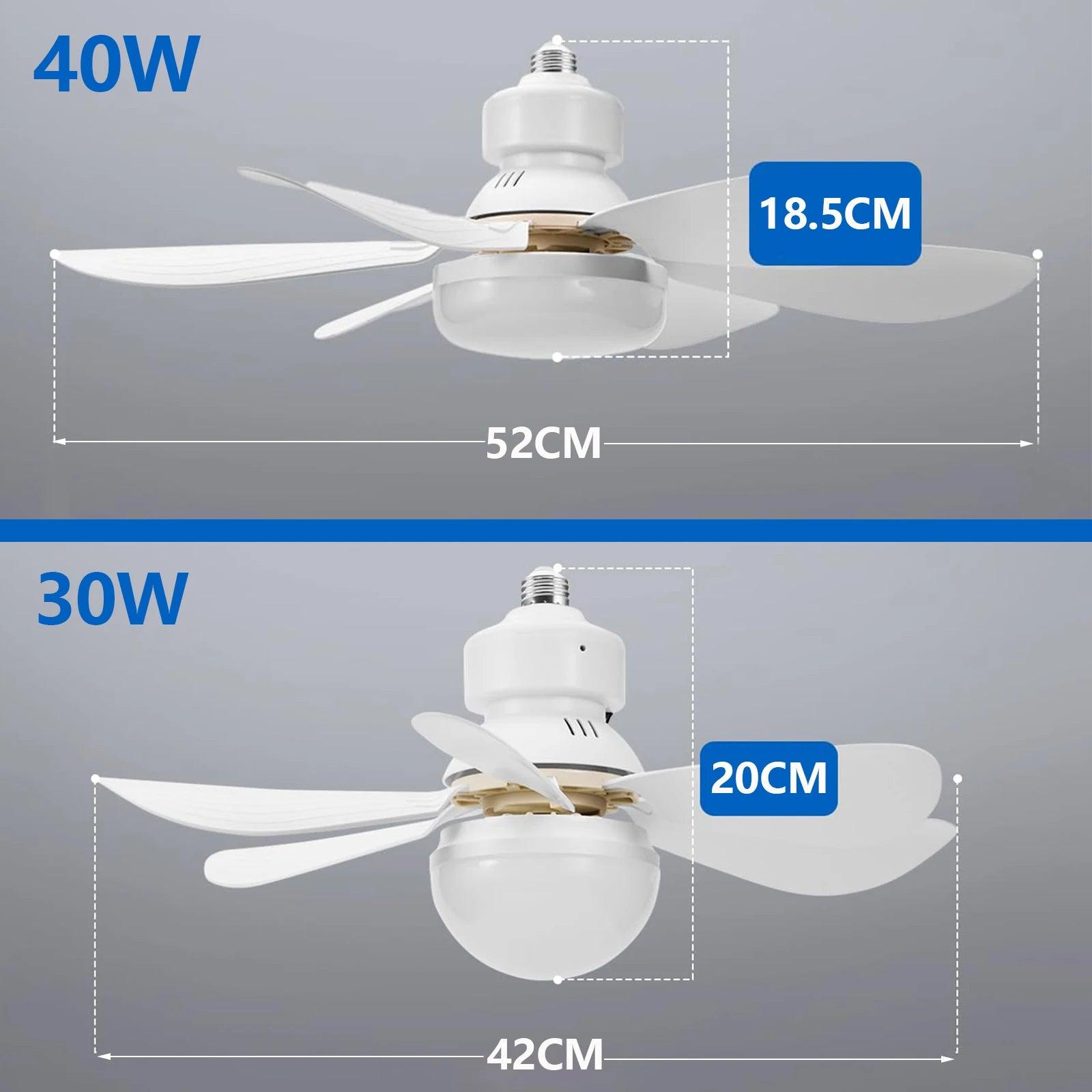 LED 40W Ceiling Fan Light E27 with Remote Control for Dimming, Suitable for Living Room, Study, Household Use, 85-265V - Lizard Vigilante