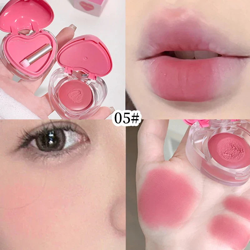 Gegebear Heart-Shaped Lip and Cheek Balm — Fine-Milled, Soft Matte Finish with Delicate Pink Tones for a Blushing Look