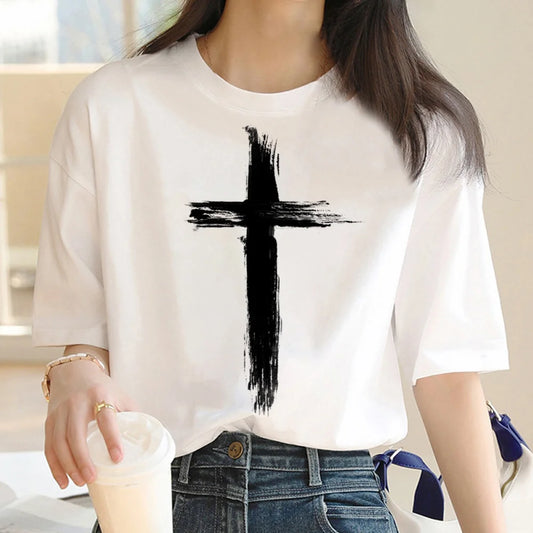 Jesus Cross T-Shirt men Anime Graphic Top Man Clothing - Lizard Vigilante