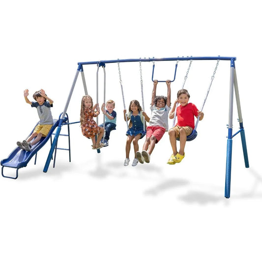 Easy Set Up Heavy Metal Slide Toy Set – Ultimate Kids Swing Set for Outdoor Fun - Premium Swing set from Lizard Vigilante - Just $358.88! Shop now at Lizard Vigilante