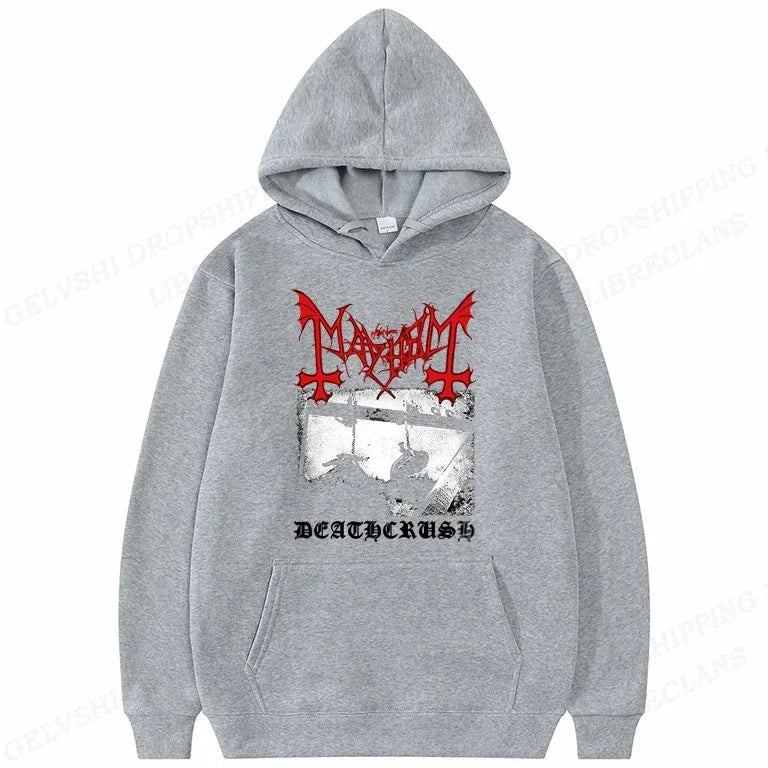 Rapper Mayhem Deathrush Hoodie – Men's Street Hip Hop Pullover, Casual Long Sleeve Sweatshirt for the Bold & Unstoppable - Premium hoodie from Lizard Vigilante - Just $46.66! Shop now at Lizard Vigilante