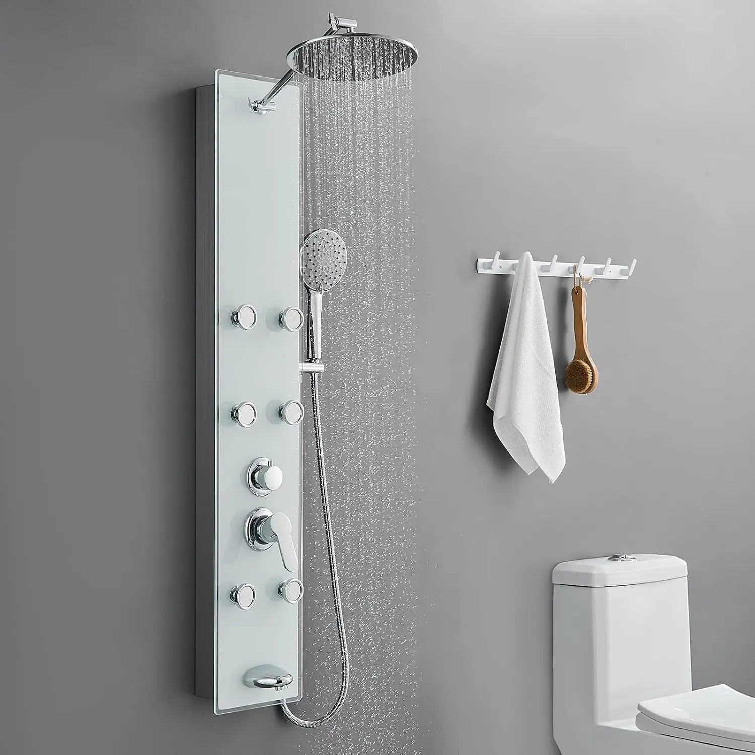 POPFLY LED Shower Panel with Shelf – Black 304 Stainless Steel, Multi-function Mist & Rainfall Shower System with Body Jets and Tub Spout - Premium shower panel from Lizard Vigilante - Just $146.99! Shop now at Lizard Vigilante