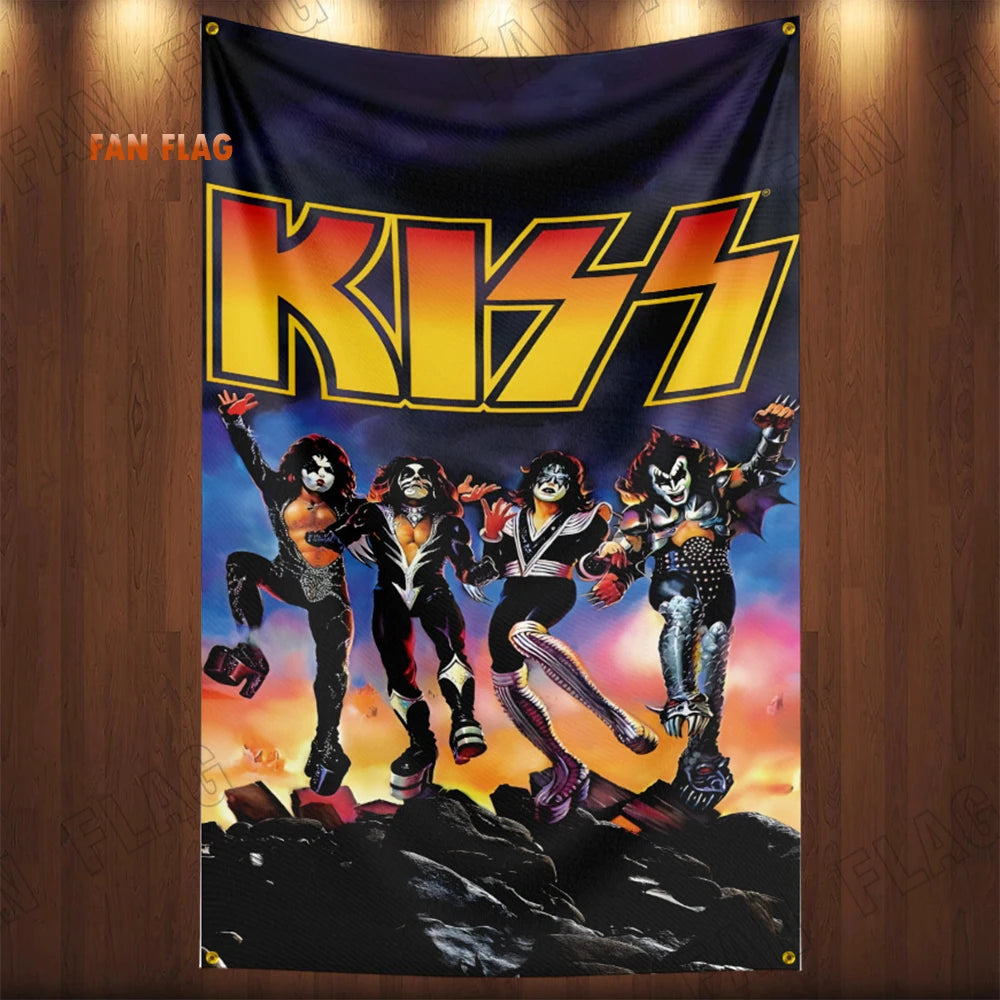 Kiss Heavy Rock Band Flag 3x5ft – Polyester Printed Banner for Home or Bedroom Decoration - Premium banner from Lizard Vigilante - Just $17.99! Shop now at Lizard Vigilante