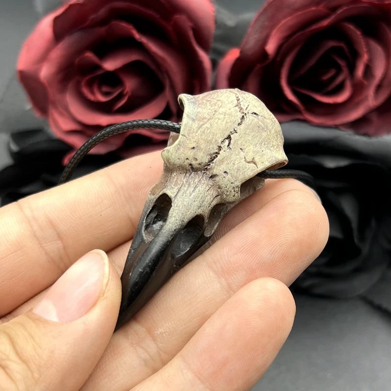 Skull Necklace 3D Goth Raven Resin Replica Raven Magpie Crow Gothic Gift Halloween Raven Skull Necklace - Premium necklace from Lizard Vigilante - Just $15.99! Shop now at Lizard Vigilante