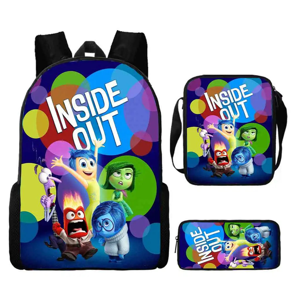 Inside Out Movie Backpack with Lunch Bags Pencil Case Disnee Kids Bags Custom Large Capacity Backpacks - Premium backpack from Lizard Vigilante - Just $34.99! Shop now at Lizard Vigilante