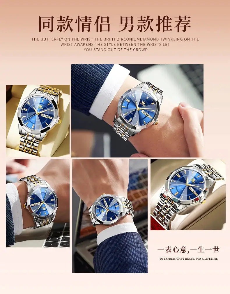 OLEVS Original Brand Elegant Women's Watches Waterproof Luminous Quartz Watch for Lady Necklace Bracelet Gift Box Set Calendar