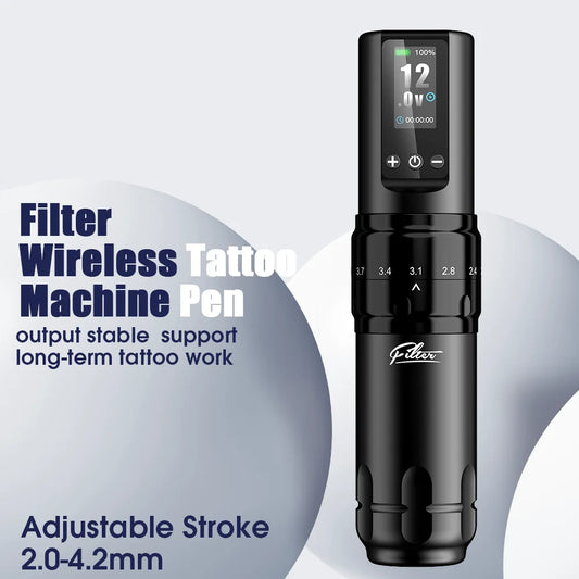 Filter X3 “Blood Voltage” Wireless Tattoo Pen — 6 Adjustable Strokes, 1600mAh Power Beast, Coreless Motor, EZ Precision Machine