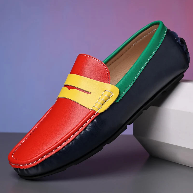 Men’s Italian Genuine Leather Loafers – Luxury Breathable Slip-On Moccasins, Casual & Formal Comfortable Driving Shoes - Premium loaferr from Lizard Vigilante - Just $36.99! Shop now at Lizard Vigilante