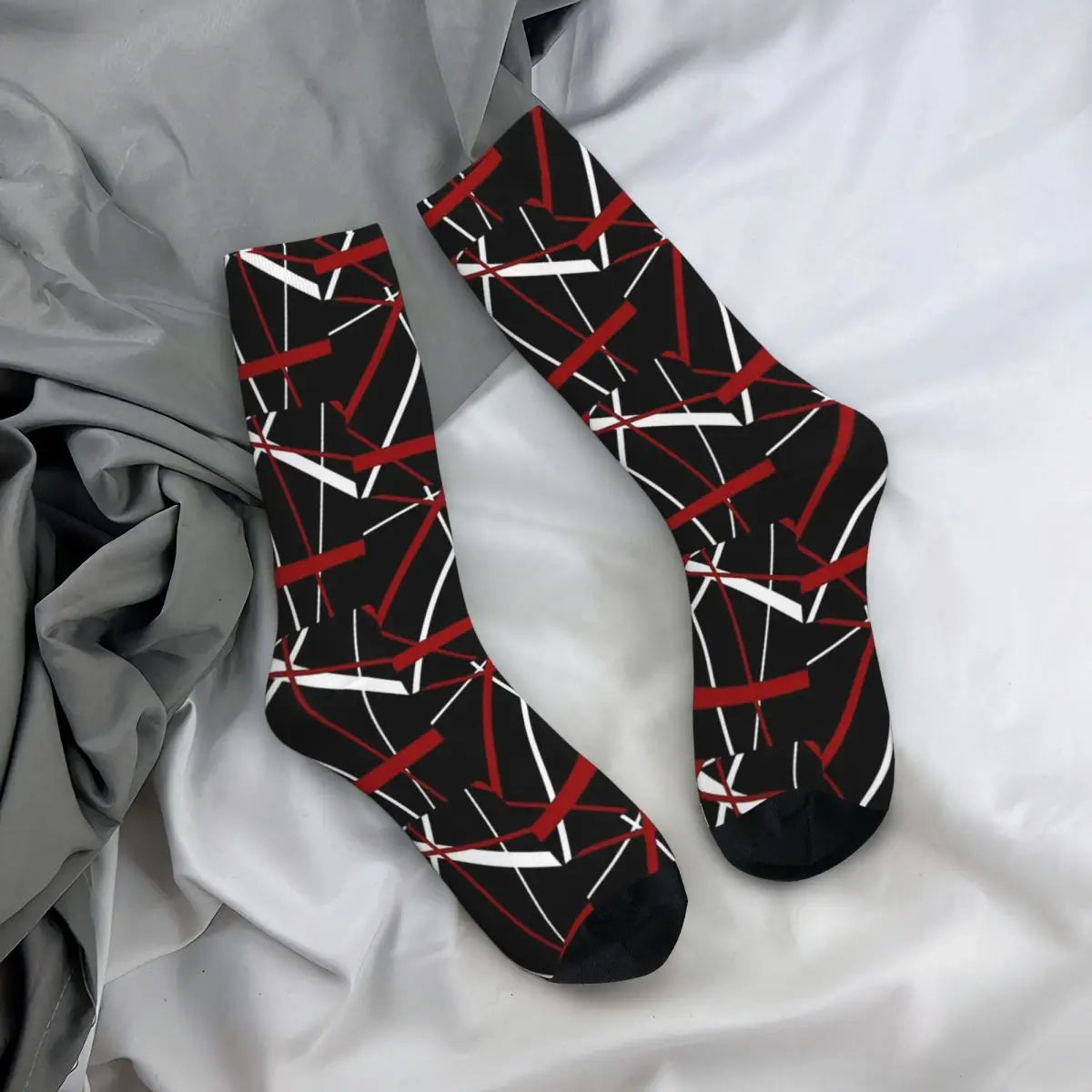 Van Halen Black Stripes Novelty Socks: A Must-Have for Rock Fans - Premium socks from Lizard Vigilante - Just $17.88! Shop now at Lizard Vigilante