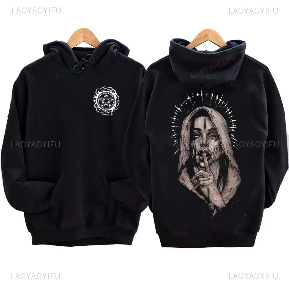 The Bad Nun Hoodie – Satanic Hip-Hop Fleece Sweater for Harajuku Streetwear Fans - Premium hoodie from Lizard Vigilante - Just $39.99! Shop now at Lizard Vigilante