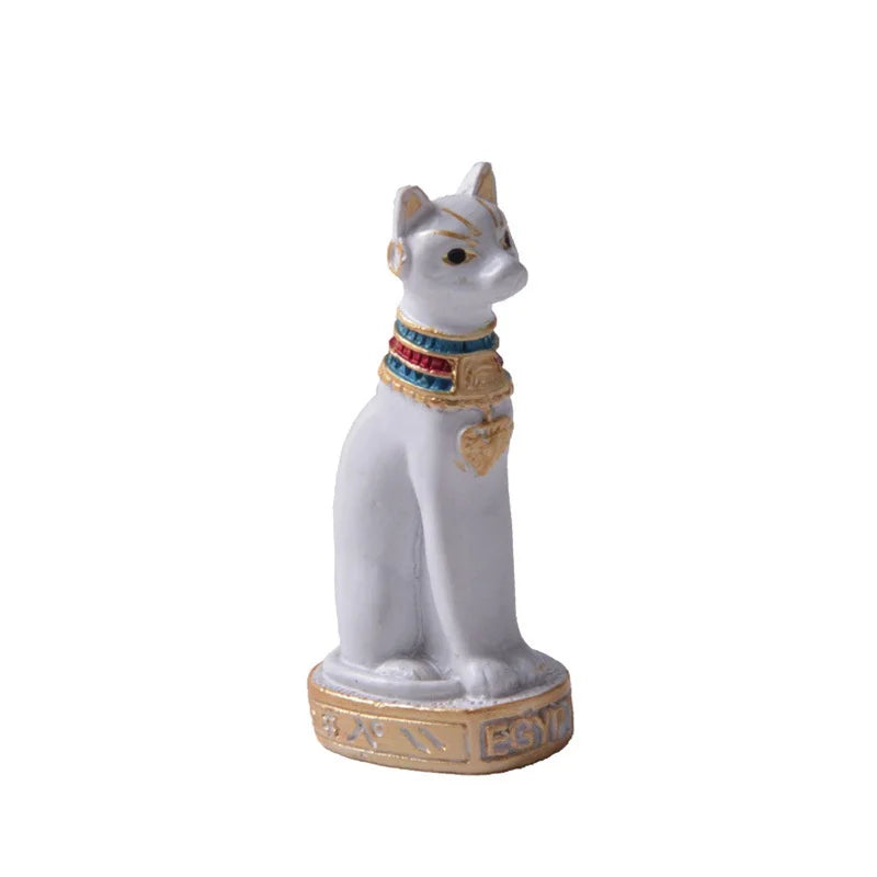Lovely Egyptian Cat Shape Statue Retro Cartoon Car Desktop Decoration Miniatures Animals Figurines Household Crafts Ornament