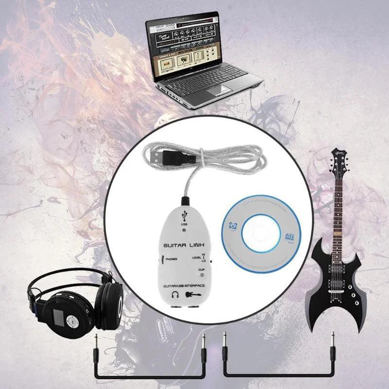 Guitar To USB Sound Player Sound Card Audio Guitar Effector Interface Link Audio Cable Music Recording Adapter for PC/Mac - Lizard Vigilante