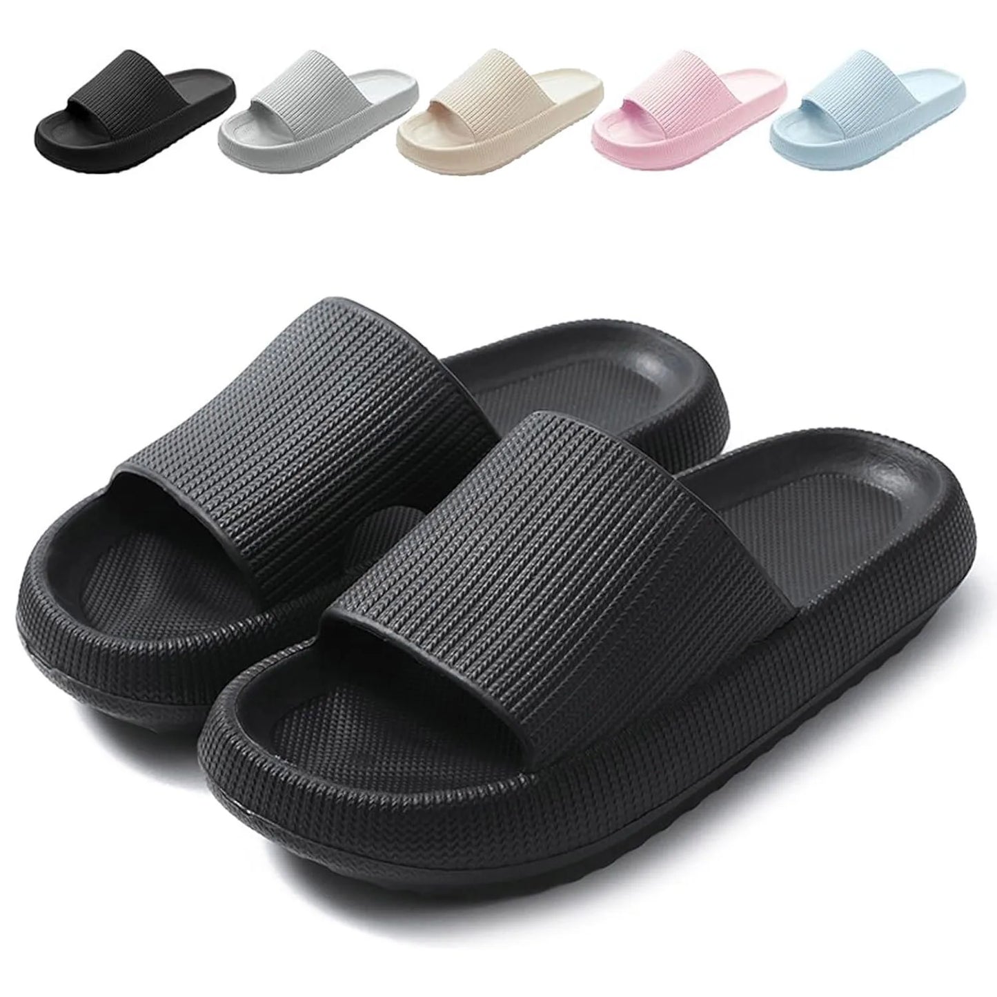 SROTER Cloud Sliders Non-Slip Soft Flip Flops for Men and Women – Thick Sole Shower Bathroom Slippers - Premium slippers from Lizard Vigilante - Just $29.88! Shop now at Lizard Vigilante