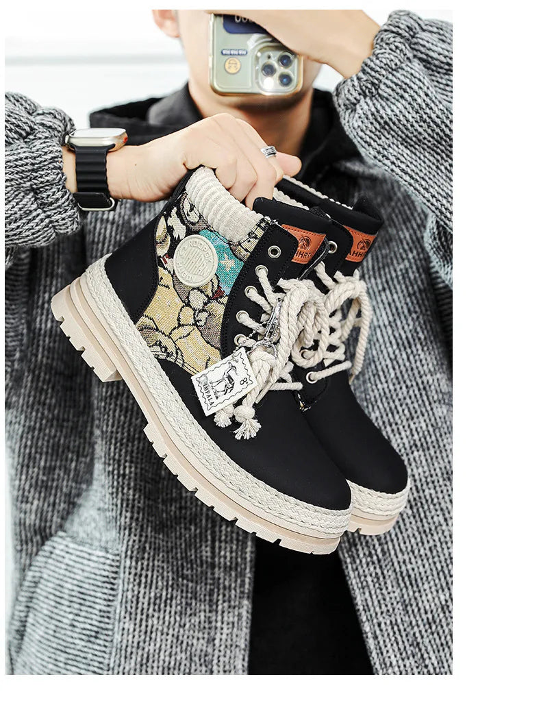 "Riot Fuel" Men's Street Platform Combat Boots – 2025 Limited Ankle-Lace Designer Desert Kickers for Cold-War Winters - Premium boots from dsers - Just $32.99! Shop now at Lizard Vigilante