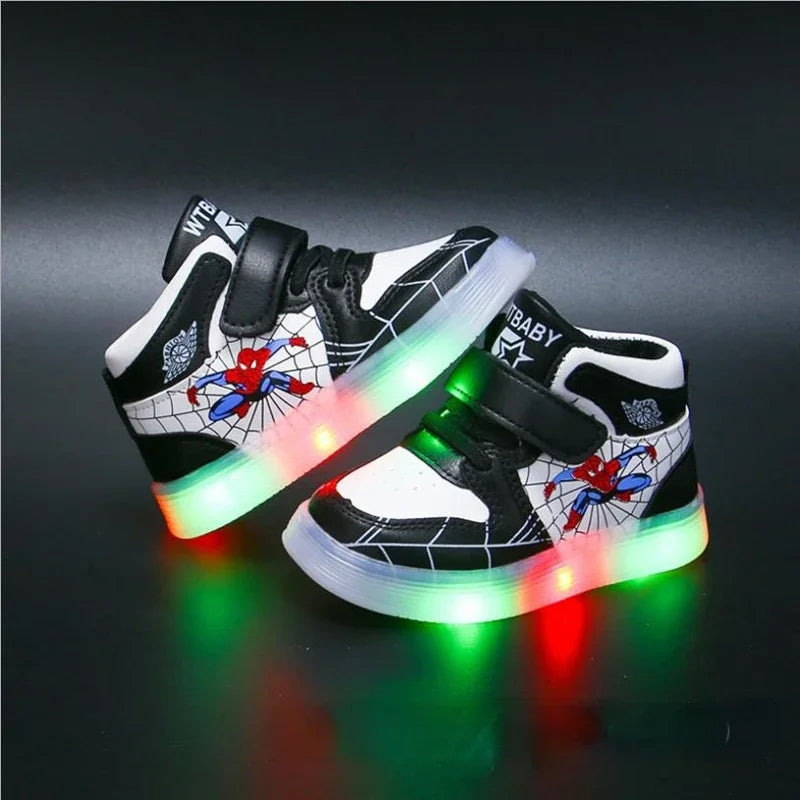 Disney Children's Led Light Shoes Fashion Aoger Spiderman Boys Sneakers Girls Cartoon Casual Shoes Breathable Kids Sport Shoes - Premium shoes from Lizard Vigilante - Just $24.88! Shop now at Lizard Vigilante