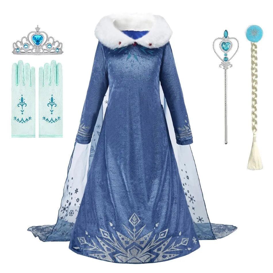 Children Snow Queen Costume – Elsa Cosplay Dress for Girls - Premium Cosplay Costumes from Lizard Vigilante - Just $19.88! Shop now at Lizard Vigilante