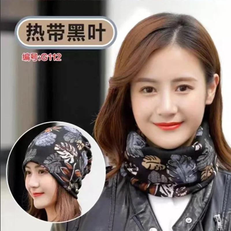 Fashion Double Head Cap Bib Twist Cap Multi-Functional Printed Scarf Cover Cap Neck Cap Face Mask Headscarf Cap C081 - Premium  from Lizard Vigilante - Just $7.99! Shop now at Lizard Vigilante