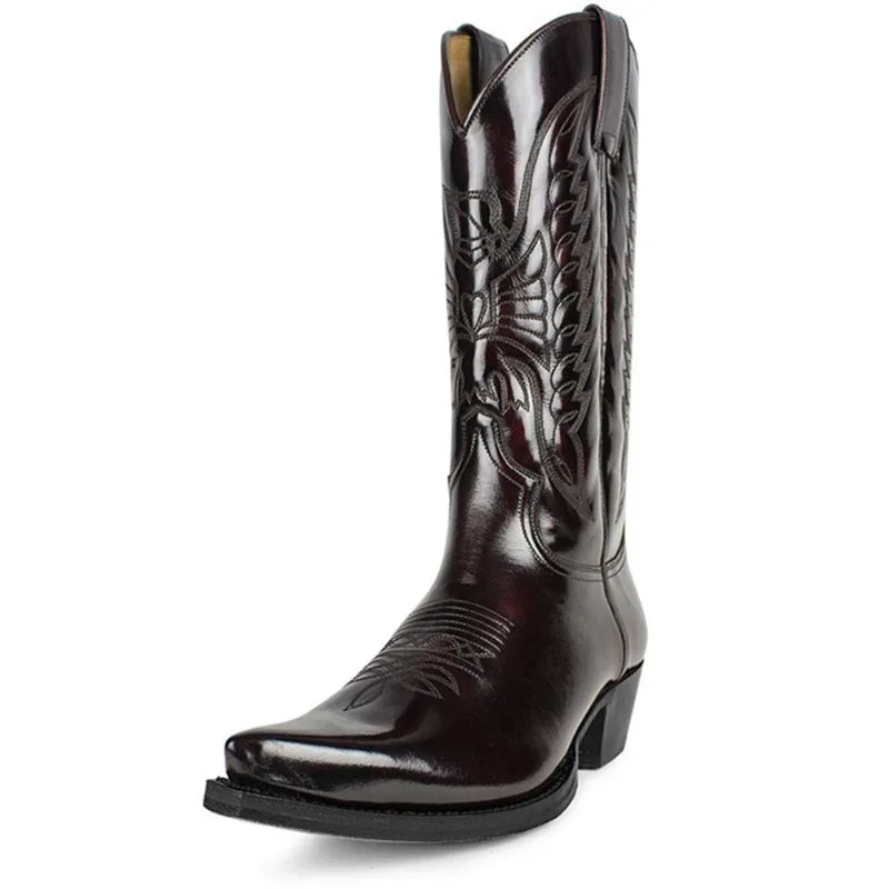 Retro Chic: Mid-Calf Western Boots with Side Zipper - Premium boots from Lizard Vigilante - Just $72.99! Shop now at Lizard Vigilante