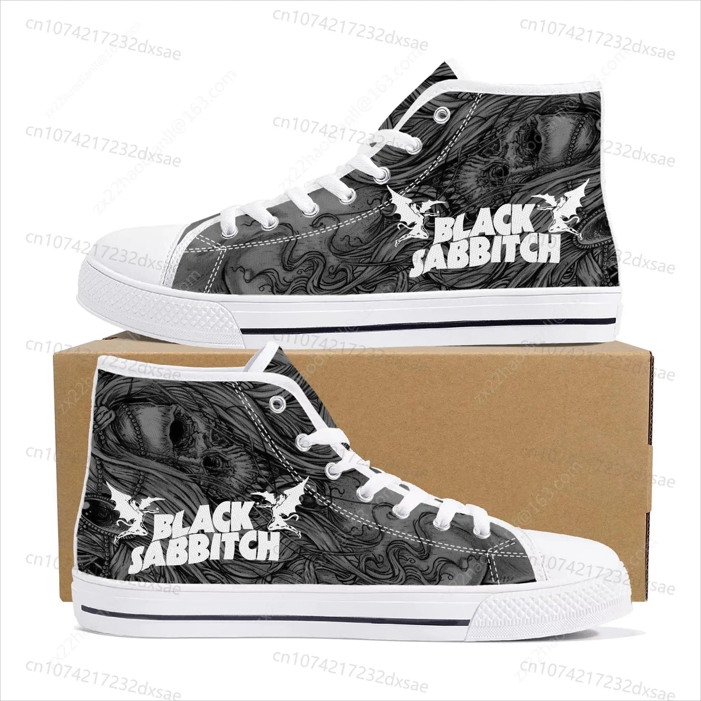 Black Heavy Metal Band Sabbath High Top High Quality Sneakers Men Women Teenager Canvas Sneaker Casual Couple Shoes Custom Shoes - Premium  from Lizard Vigilante - Just $42.99! Shop now at Lizard Vigilante