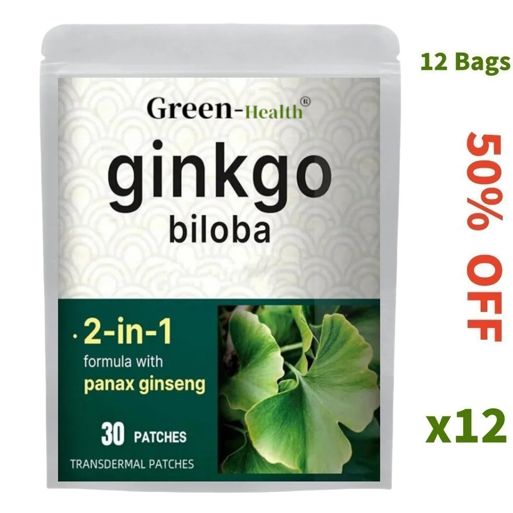 30 Patches Ginkgo Biloba Transdermal Patches with Panax Ginseng – Memory, Focus, and Brain Health Support - Premium transdermal patches from Lizard Vigilante - Just $19.99! Shop now at Lizard Vigilante