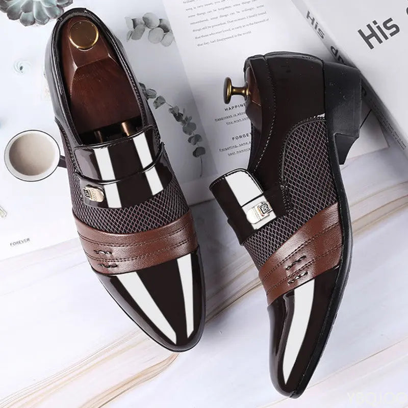 Men's Slip-On Oxfords – Classic Leather Dress Shoes for Office & Career, Stylish Business Suits - Premium shoes from Lizard Vigilante - Just $44.88! Shop now at Lizard Vigilante