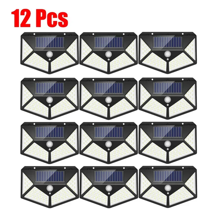 Nightwatch 100LED Solar Street-Style Wall Lights – Motion-Triggered Riot Beam (1–12 Pack)