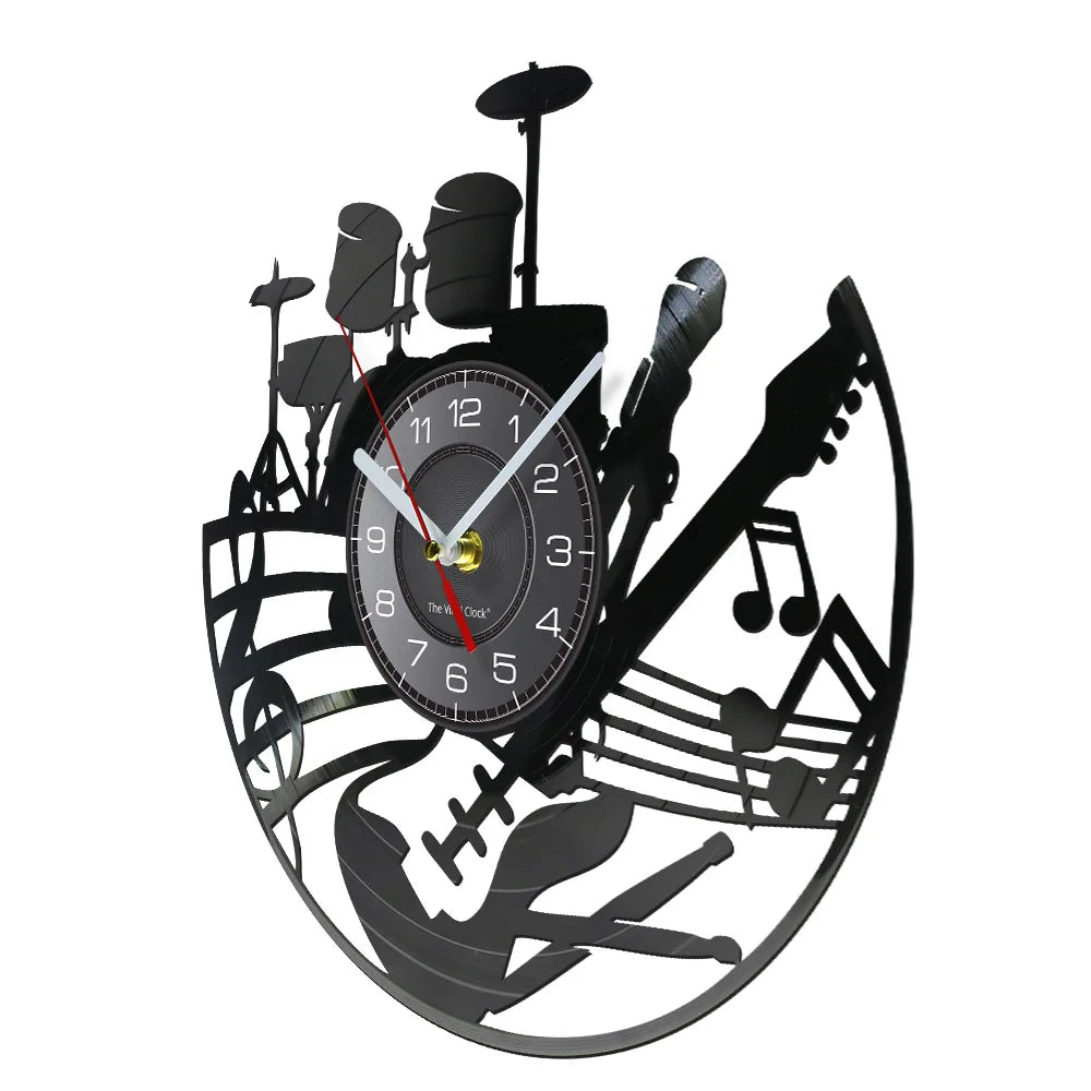 Guitar Player Vinyl Record Wall Clock: The Rock Music Instrument Wall Art for Your Living Room