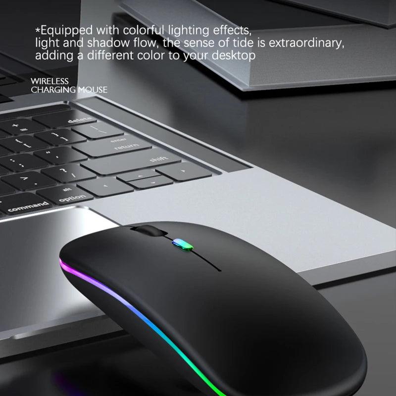 Rechargeable Bluetooth Wireless Mouse with 2.4GHz USB RGB 1600DPI Mouse for Computer Laptop Tablet PC Macbook Gaming Mouse Gamer - Lizard Vigilante