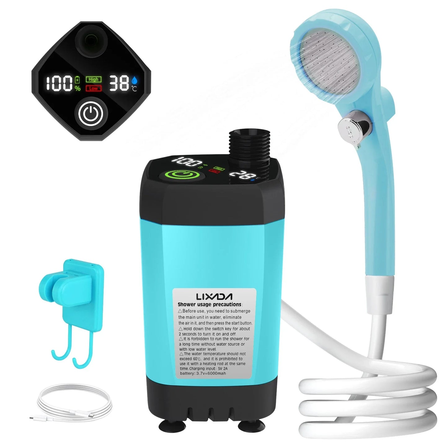 Portable Camping Shower Pump Kit - RV Outdoor Shower with Digital Display - Premium camping shower from Lizard Vigilante - Just $52.88! Shop now at Lizard Vigilante