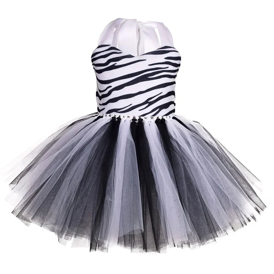 Halloween Animal Cosplay Costume for Children Forest Theme Cows Tiger Giraffe Leopard Zebra Tutu Dresses Performance Dance Sets