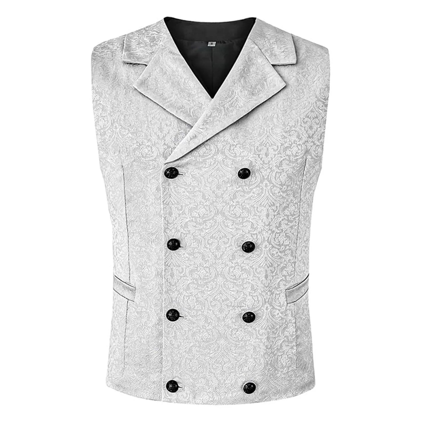 Men's Victorian Steampunk Vest – Vintage Black Double Breasted Sleeveless Suit Jacket - Premium jacket from Lizard Vigilante - Just $28.88! Shop now at Lizard Vigilante